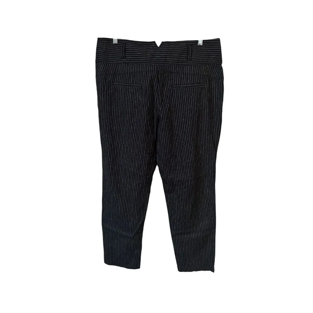 SUNDANCE NWOT Amelia Linen Blend Pinstripe Pants Size 16 Black Old Money Neutral